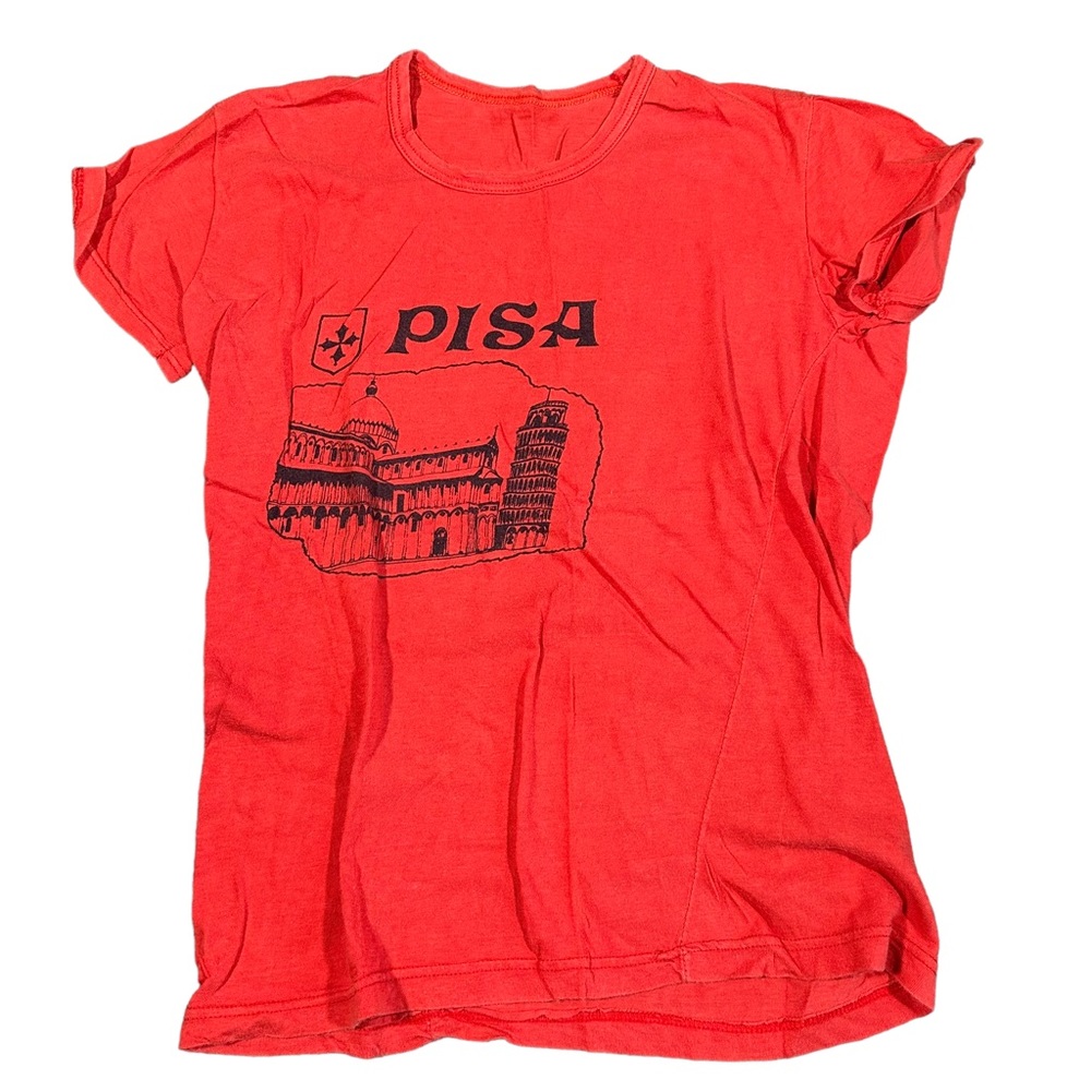 Rare Vintage Tower of Pisa Red Graphic Tourist T-Shirt